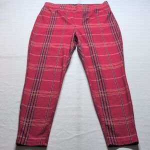 Sanctuary Pants Red Chinos Bold Plaid Design Size Large